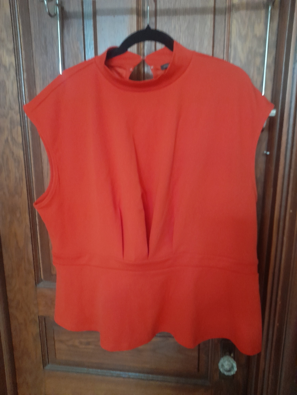 Ann Taylor Factory Bright Orange Sleeveless Peplum Top with Mock Neck